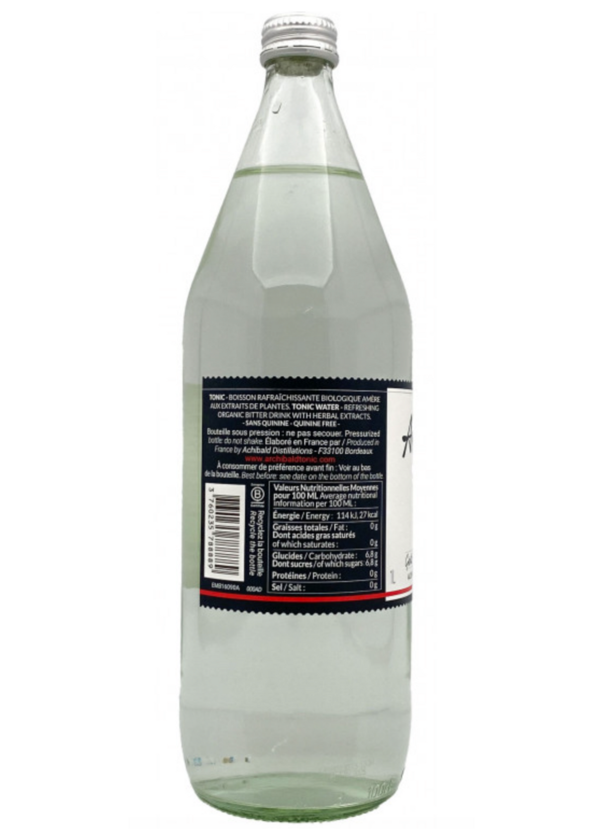 Archibald Tonic de Distillerie BIO – bouteille 1 litre, dos