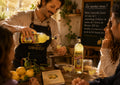 Ernest Limoncello — scène de service, citrons de Menton et bouteilles (visuel IA)