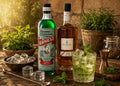 Ernest Grande Liqueur de Menthe — bouteille et cocktail Stinger au Cognac Planat VS (visuel IA)
